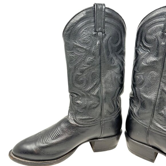 Tony Lama CZ820 Black Leather Western Boots - Men's Size 9 EE - Picture 4 of 10